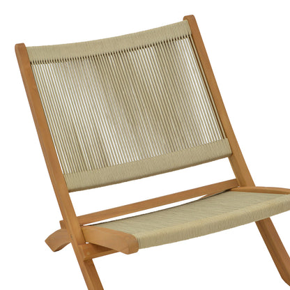 Foldable Chair Seeal pakoworld teak wood and rope in natural shade 61x76x72cm