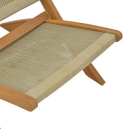 Foldable Chair Seeal pakoworld teak wood and rope in natural shade 61x76x72cm