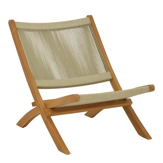 Foldable Chair Seeal pakoworld teak wood and rope in natural shade 61x76x72cm