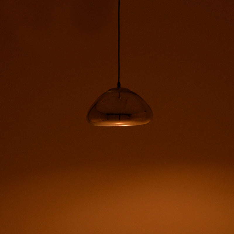 Ceiling lamp Ovalone pakoworld silver metal-glass D18x11cm