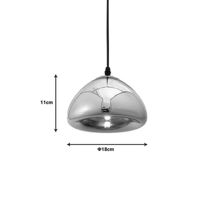 Ceiling lamp Ovalone pakoworld silver metal-glass D18x11cm