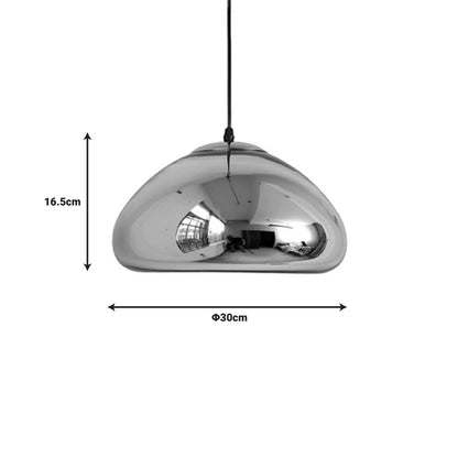 Ceiling lamp Ovalone pakoworld silver metal-glass D30x16,5cm