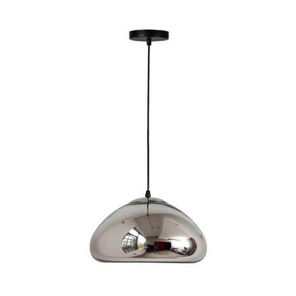 Ceiling lamp Ovalone pakoworld silver metal-glass D30x16,5cm