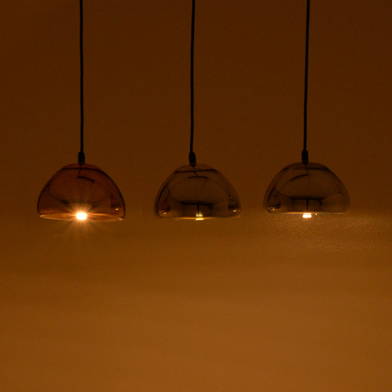 Three-light ceiling lamp Ovalone I pakoworld silver-gold-bronze metal-glass D58x16.5cm