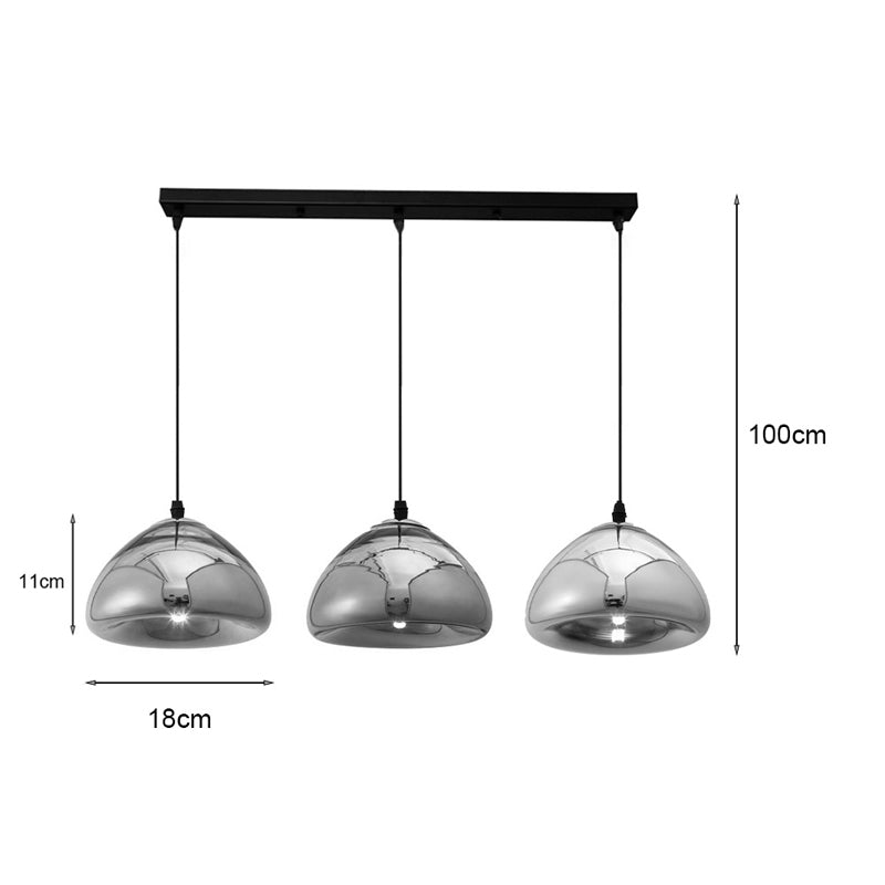 Three-light ceiling lamp Ovalone I pakoworld silver-gold-bronze metal-glass D58x16.5cm
