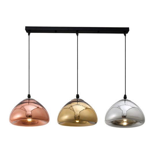 Three-light ceiling lamp Ovalone I pakoworld silver-gold-bronze metal-glass D58x16.5cm