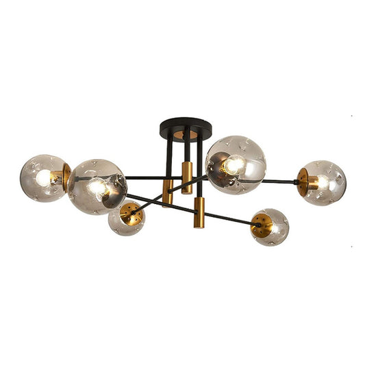 Multi-light ceiling lamp Catrene pakoworld black metal-glass 76χ30cm