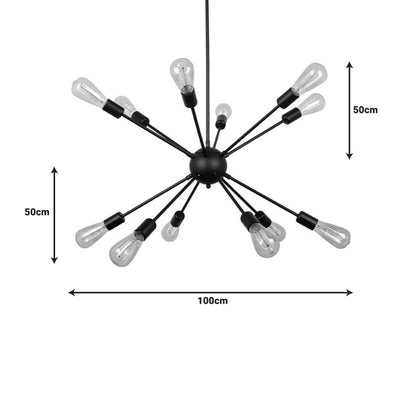 Multi-light ceiling lamp Ponile black metal 100x110cm