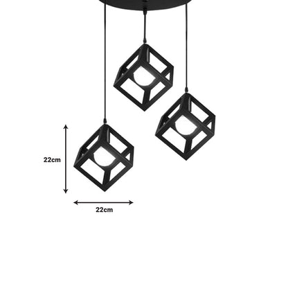 Three-light ceiling lamp Kibe I black metal 48x28cm
