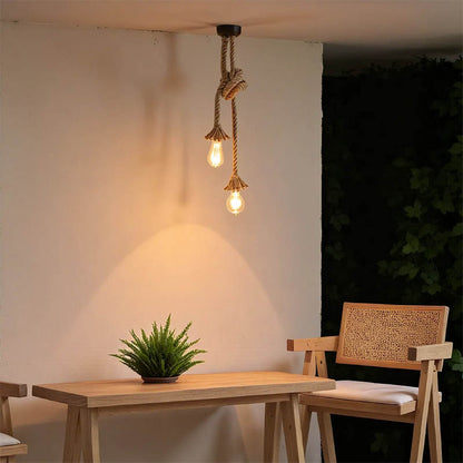 Two-light ceiling lamp Ropily I natural metal-rope D2x100cm