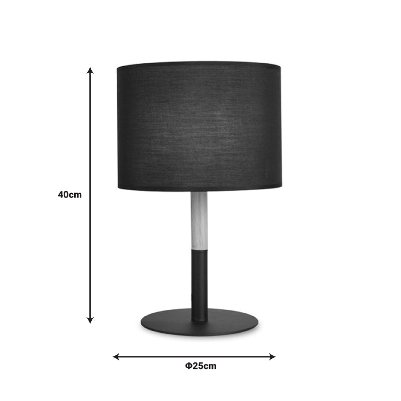 Table lamp Kerky pakoworld black-natural metal-wood-fabric D25x40cm