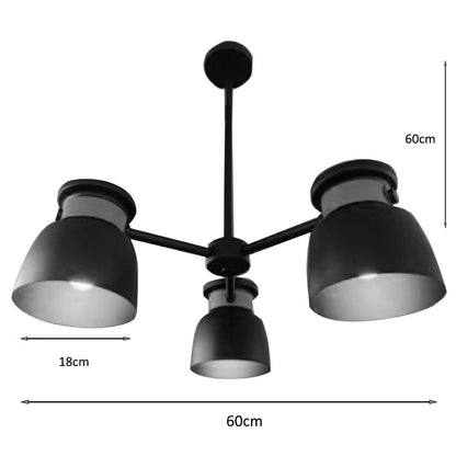 Pomonge pakoworld three-light ceiling lamp black metal-wood D60x70cm