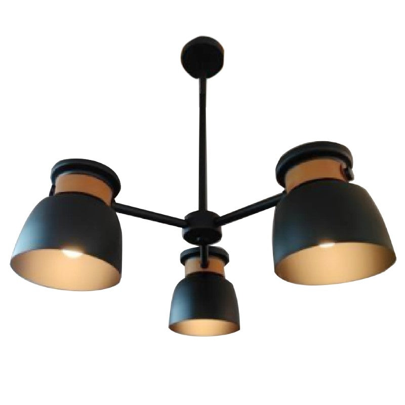 Pomonge pakoworld three-light ceiling lamp black metal-wood D60x70cm