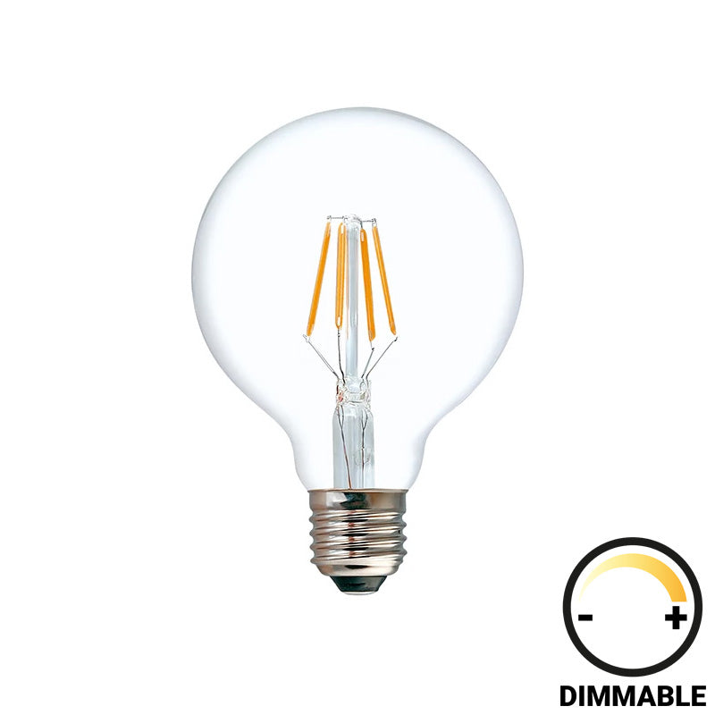 LED lamp G125 Bulb pakoworld dimmable 8W E27 clear