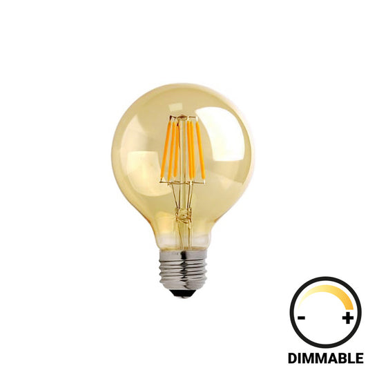 LED lamp G125 Bulb pakoworld dimmable 8W E27 amber