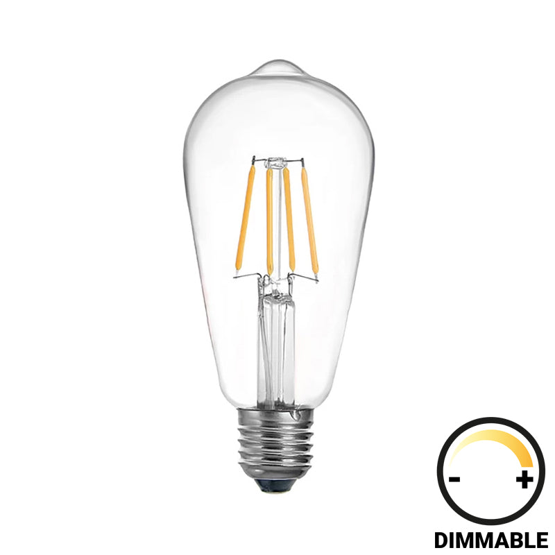 LED lamp ST64 Bulb pakoworld dimmable 8W E27 clear