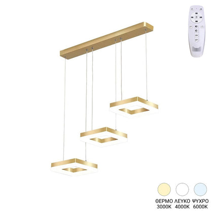 3-light Ceiling lamp Benor led gold metal 70x20x15cm