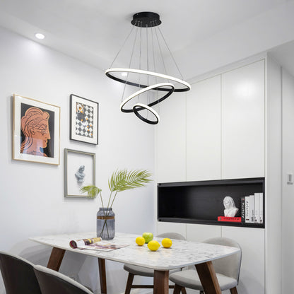 Ceiling lamp Rings led metal in black shade D60x100cm