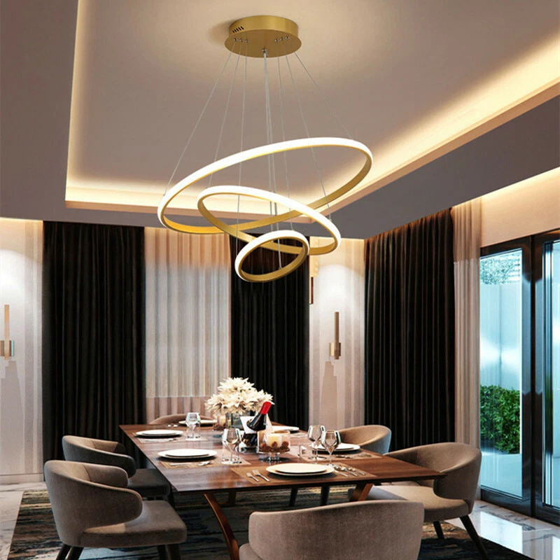 Ceiling lamp Rings led metal in gold shade D60x100cm