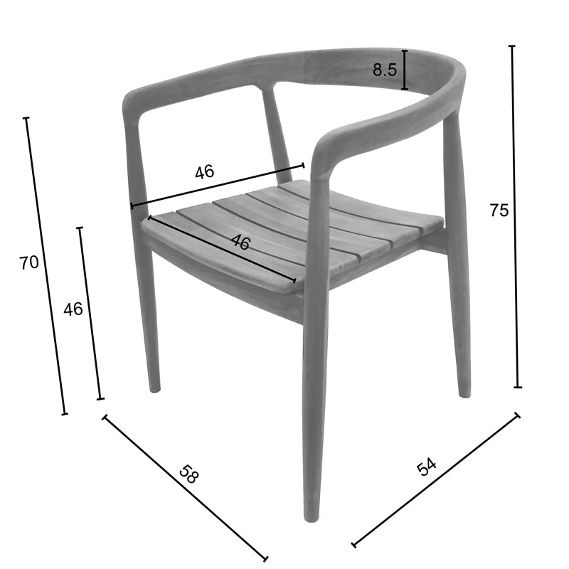 Armchair Noody pakoworld teak wood in natural shade 62x55x75cm