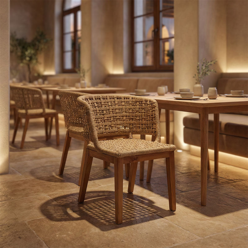 Milou chair teak wood and pe rope in natural shade 59x65x73cm