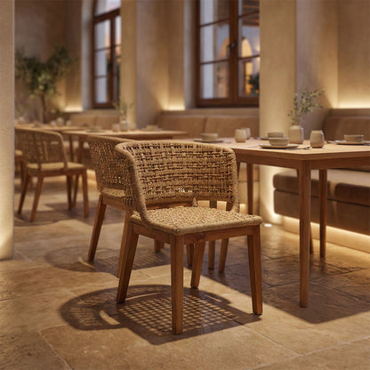 Milou chair teak wood and pe rope in natural shade 59x65x73cm