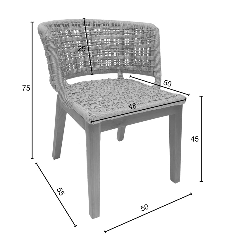 Milou pakoworld chair teak wood and synthetic rope in natural shade 59x65x73cm