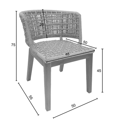 Milou pakoworld chair teak wood and synthetic rope in natural shade 59x65x73cm