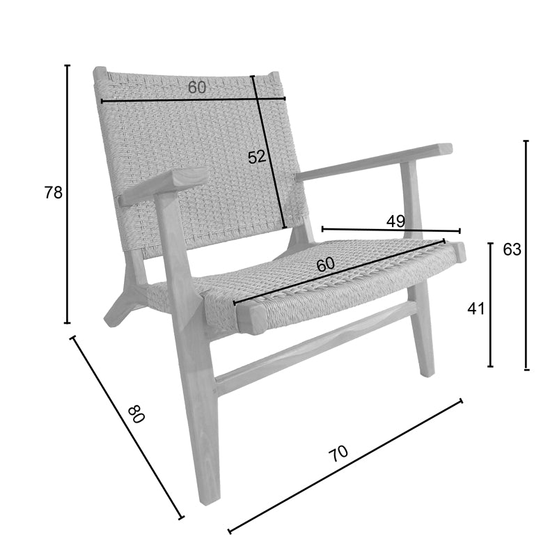 Armchair Crosy pakoworld teak wood in natural shade 71x81x75cm