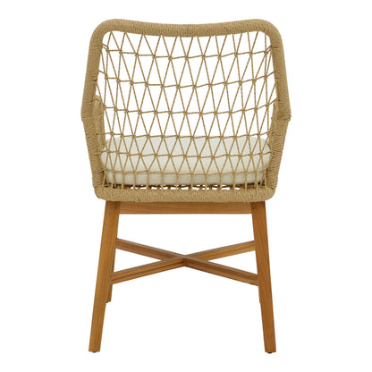 Armchair Elaiza pakoworl teak wood and pe rope in natural-beige shade with cushion 58x60x90cm