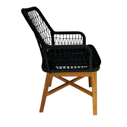 Armchair Elaiza pakoworld teak wood and synthetic rope in natural-black shade with cushion 58x60x90cm