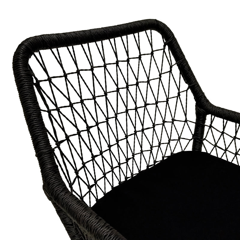 Armchair Elaiza pakoworld teak wood and synthetic rope in natural-black shade with cushion 58x60x90cm