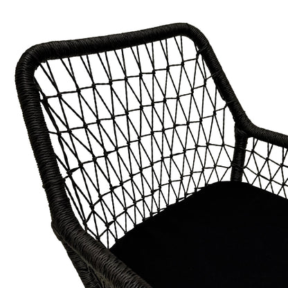 Armchair Elaiza pakoworld teak wood and synthetic rope in natural-black shade with cushion 58x60x90cm