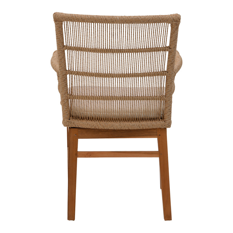 Inca armchair pakoworld teak wood and pe rope in natural-beige shade with cushion 60x61x90cm