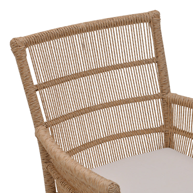 Inca armchair pakoworld teak wood and pe rope in natural-beige shade with cushion 60x61x90cm