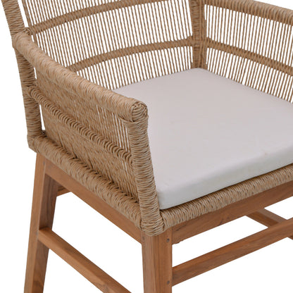 Inca armchair pakoworld teak wood and pe rope in natural-beige shade with cushion 60x61x90cm