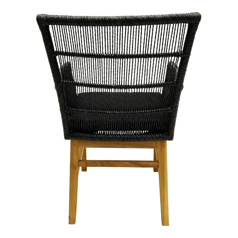 Inca armchair pakoworld teak wood and synthetic rope in natural-black shade with cushion 60x61x90cm