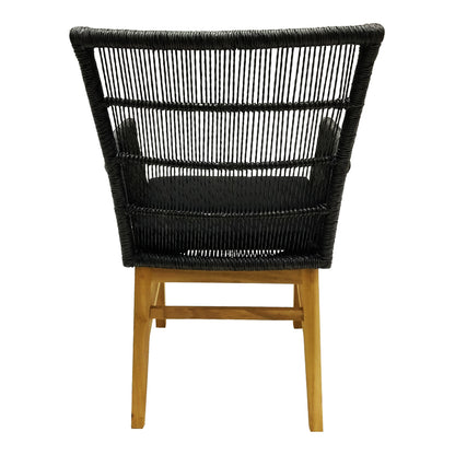Inca armchair pakoworld teak wood and synthetic rope in natural-black shade with cushion 60x61x90cm
