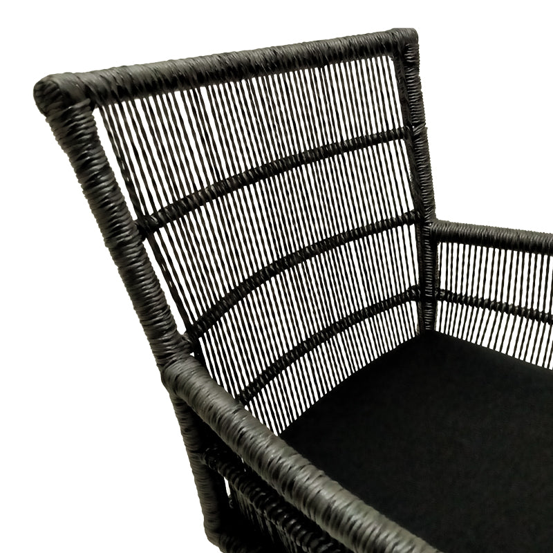 Inca armchair pakoworld teak wood and synthetic rope in natural-black shade with cushion 60x61x90cm