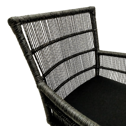 Inca armchair pakoworld teak wood and synthetic rope in natural-black shade with cushion 60x61x90cm