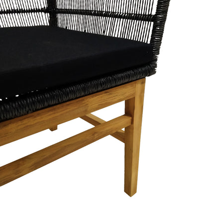 Inca armchair pakoworld teak wood and synthetic rope in natural-black shade with cushion 60x61x90cm