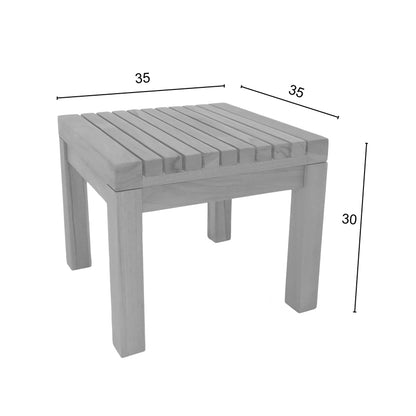 Poly pakoworld teak wood beach  table in natural shade 35x35x30cm