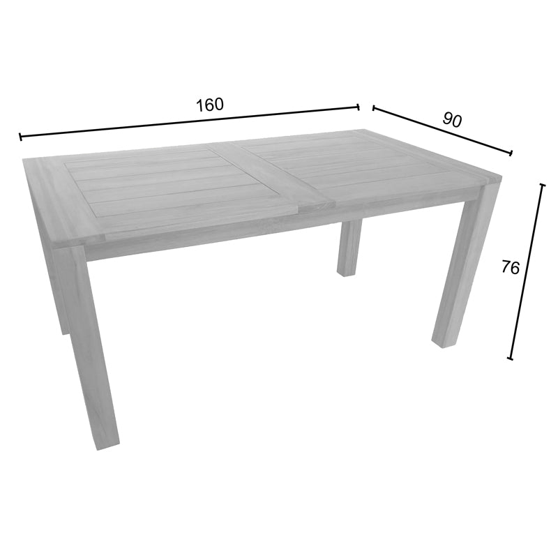 Table pablo Pakoworld teak wood in natural shade 160x90x76cm