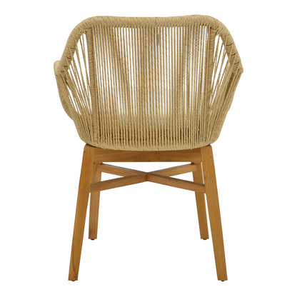Kalie armchair pakoworld teak wood and pe rope in natural-beige shade with cushion 60x61x80cm