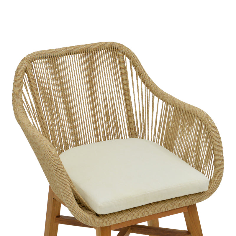 Kalie armchair pakoworld teak wood and pe rope in natural-beige shade with cushion 60x61x80cm