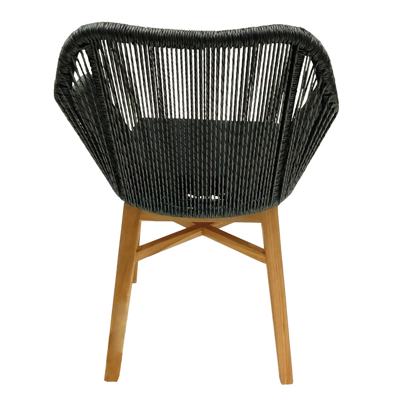 Kalie armchair pakoworld teak wood and synthetic rope in natural-black shade with cushion 60x61x80cm