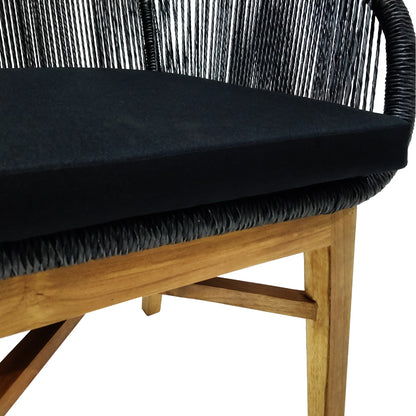 Kalie armchair pakoworld teak wood and synthetic rope in natural-black shade with cushion 60x61x80cm