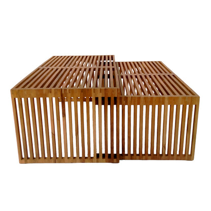 Tinnie pakoworld table set of 2 teak wood in a natural shade