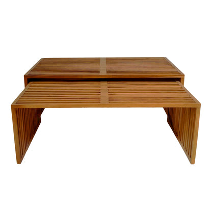 Tinnie pakoworld table set of 2 teak wood in a natural shade