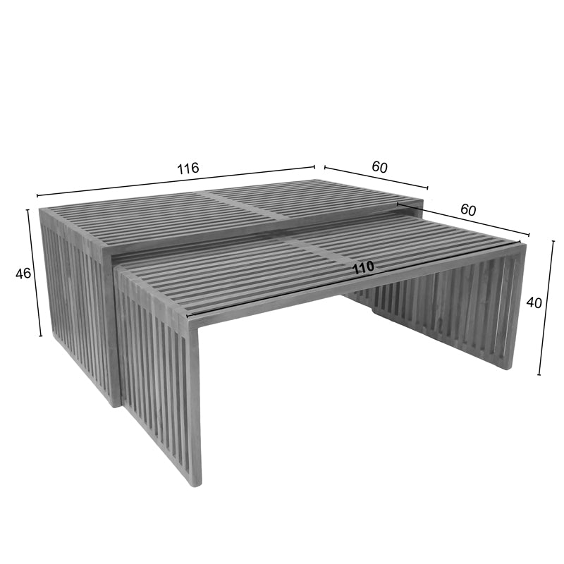 Tinnie pakoworld table set of 2 teak wood in a natural shade